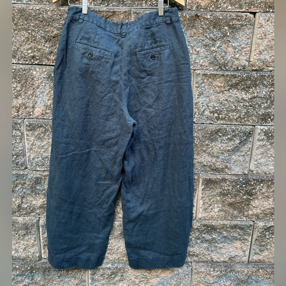 Madewell Wide Leg Linen Women's Pants Navy - Picture 3 of 5